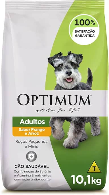 Ração Optimum para Cães Adultos Raças Pequenas e Minis Sabor Frango e Arroz 10,1kg