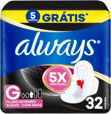 Always Noturno Suave, Absorvente Tamanho G, 32 Unidades