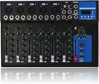 Mesa de Som Digital Profissional, 7 Canais, USB, LED Display, Hi-Res Audio 32Bit/192KHz, para Gravação, Streaming e Conferências