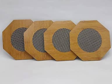 Kit com 4 Peças Descanso de Panela em Bambu com Proteção Térmica Design Moderno Proteger a Mesa de Panela e Travessa Quente