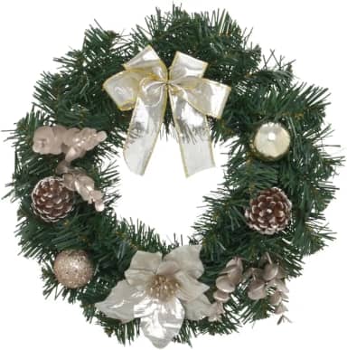 Guirlanda Decorada Prata Bolas Pinha Enfeite de Natal Porta Decoracao Natalina Premium