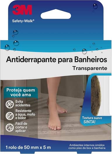 3M, Fita Antiderrapante Para Banheiros, Safety-Walk, Transparente, 50mm x 5m, 1 Unidade