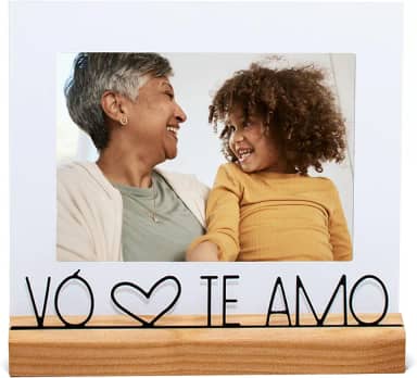 Porta Retrato 13X18cm Vó Te Amo, Moldura Decorativa em Metal e Madeira - GEGUTON