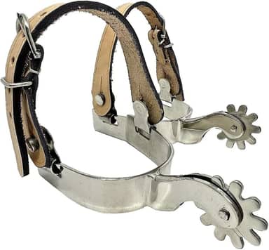 Par Espora Doma Cavalo Quarto De Milha Vaquejada Aço Inox Com Correia Couro KLOPR