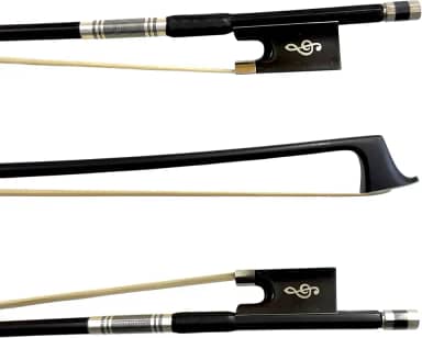 Arco Profissional Fibra de Carbono Liso Preto para Violino 4/4 - Talão Ébano Clave sol Crina Mongólia