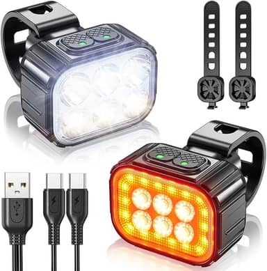 Kit Farol de 6 LEDs e Lanterna Traseira de LED Para Bike Kit Luz de Bike Kit Luzes Bicicleta