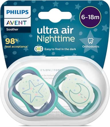 Chupeta Ultra Air Night 6-18 Meses Philips Avent Azul - 2 unidades