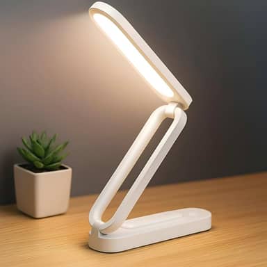 Luminária Dobrável LED Recarregável USB – Luz Branco e Amarelo, Ideal para Estudos, Leitura e Escritório e Trabalho - Compacta - BRANCO