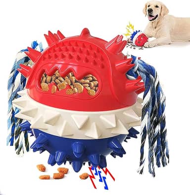 Brinquedos para cães, brinquedos para cães grandes, brinquedos para cães para mastigadores agressivos, brinquedos de mastigar para cães, brinquedos para cães que ajudam a aliviar a ansiedade, limpar os dentes, pode ser usado em ambientes internos e externos (azul 01)