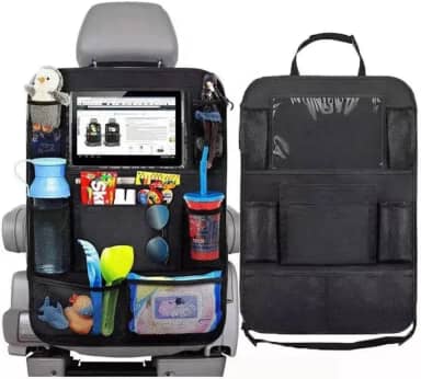 Organizador de Carro Porta Trecos para Banco Traseiro, 10 Bolsos Poliéster Resistente, Grande Capacidade, Ideal para Viagens, Pais e Motoristas de Aplicativo