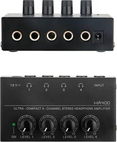 Amplificador de Fones Portátil 4 Canais, Pré-Amplificador para Headphone Compatível com e PC Gamer - Som Surround, Design Compacto e Alto Desempenho para Jogos e Música