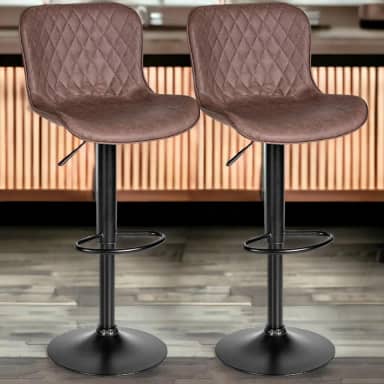 Kit 02 Banquetas Cozinha Americana Bar Balcão Giratória Alta Couro Sintetico Escosto Costura Diamantada (Café)