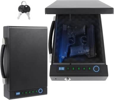 Seguro para arma biométrica de impressão digital para revólver, 3 métodos de acesso rápido, com impressão digital/PIN/chave digital, adequado para armários de cabeceira, guarda-roupas e cofres de