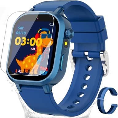 Melontti Relógio inteligente para crianças, jogos, câmera dupla, lanterna de reprodutor de música, despertador, tela sensível ao toque, presente para crianças de 3 a 12 anos (azul)