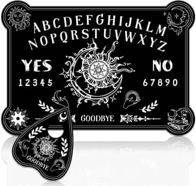 WEBEEDY Black Wooden Spirit Talking Board with Planchette Divination Board with Sun Moon and Star, Pendulum Dowsing Divination Boards Set for Adult Family Party Gathering Metaphysical Message Supplies