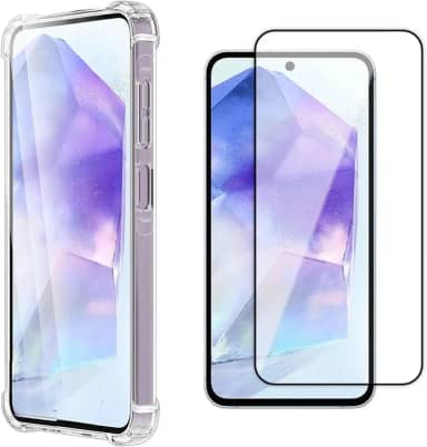 Kit Capa Capinha Para Samsung Galaxy A55 Case Air Anti Impacto Transparente + Pel�cula De Vidro Temperado 3d Full Cover (Transparente + Vidro 3d)