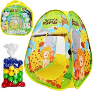 Toca Barraca Infantil Floresta Divertida Dobravel + Bolinhas Coloridas