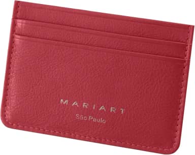 Babaçu Porta-Cartão Feminino de Couro Bovino Legítimo P/CNH, Cartões e Notas Dobradas (Vermelho Scarlet)