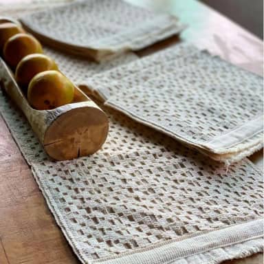 Jogos Americanos Sofisticados e Caminho de Mesa em Algodão Macramê Mesa Posta Decoração, Cor Cru