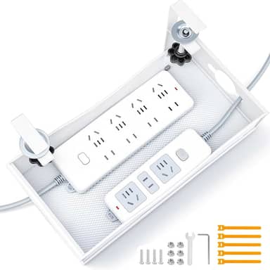 Gestão de cabos extra larga para debaixo da mesa, caixa de gerenciamento de cabos de instalação sem broca, organizador de cabos moderno para mesa de escritório / casa, adapta-se às extensões e