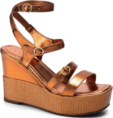 Sandália Feminina Lumiss Anabela Plataforma Confortável Juta Fivelas