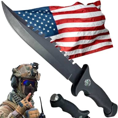 Faca Tática Sobrevivência – Lâmina Afiada, Pederneira, Bússola, Quebra-Vidro + Bainha Tática para Camping, Emergências e Aventura