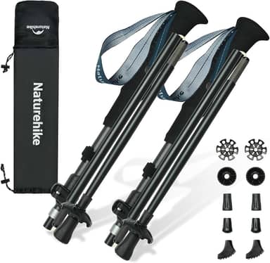 Naturehike Bastões dobráveis para caminhada e trekking, 2 unidades ajustáveis e leves de alumínio para trekking