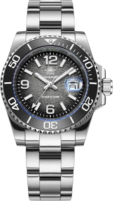 Relógios de mergulho masculinos de 41 mm, movimento de quartzo, mostrador de data, 200 m, à prova d'água, BGW9, analógico, luminoso, vermelho/cinza/azul, dégradé militar híbrido