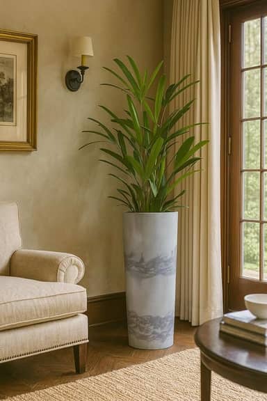 Vaso De Planta Grande Coluna Ibiza Decorativo Luxo Moderno Texturizado (CINZA)