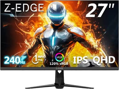 Monitor gamer Z-Edge UG27QS de 27 polegadas, 2K QHD 1440P, IPS rápido, taxa de atualização de 240 Hz, MPRT de 1 ms, 16,7 milhões de cores, 2 portas DP 1.4 e 2 portas HDMI 2.0