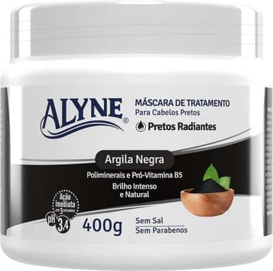 Alyne, Máscara de Tratamento, Para Cabelos, Pretos Radiantes, 400 g, Preto