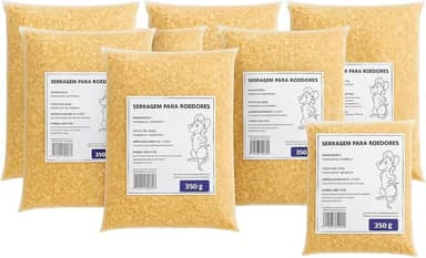 Serragem Para Roedores Kit 6, Para Coelhos, Porquinhos-da-Índia, Hamsters e Ratos, 350g x 6 Pacotes, Controle de Odores, Mantém Pelagem Seca