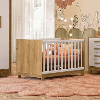 Berço Mini Cama Qencanto Slim 4315 Qmovi Freijó Branco Acetinado