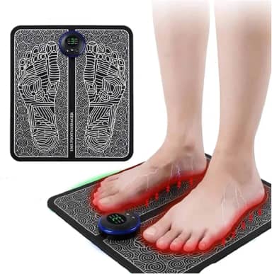 Massageador de Pé EMS Recarregável por USB, Estimulador Elétrico dos Pés, Melhora a Circulação, Relaxa a Rigidez dos Músculos, Alivia a Dor nos Pés e Nas Pernas