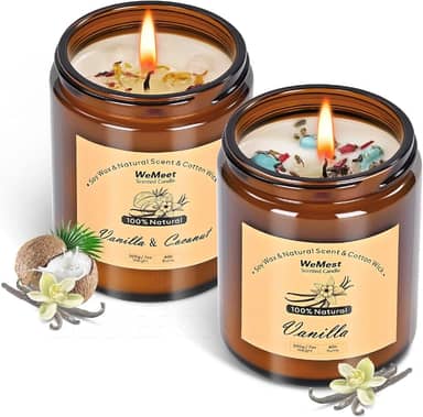 Velas perfumadas de 200 ml para casa, 2 pacotes de velas naturais de soja não tóxicas, velas de baunilha e coco e baunilha, ideal para criar um ambiente relaxante