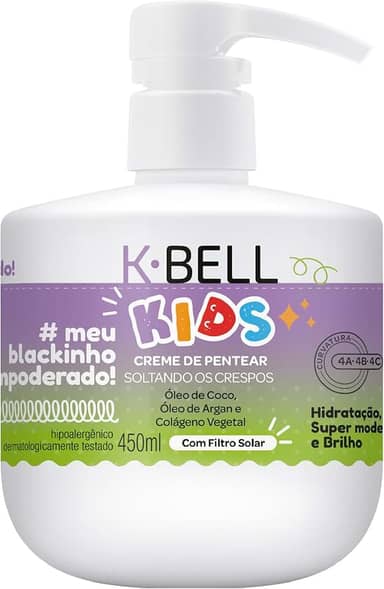 K-Bell Kids Meu Blackinho Empoderado Creme de Pentear 450ml – Volume, Definição e Hidratação Infantil