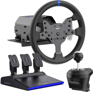 PXN V99 Force Feedback Steering Wheel, 270-900 Degree, with 3 - Pedals and Shifter Bundle for PC, PS4, Xbox One, Xbox Series X/S