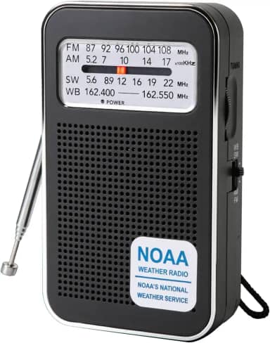 Rádio de bolso com 4 faixas AM FM SW WB com bateria recarregável, rádios transistores portáteis operados por bateria, rádio de emergência meteorológica NOAA, chip DSP excelente recepção e conector de