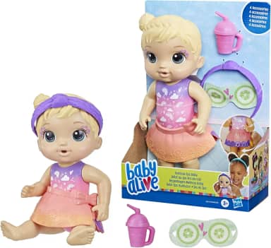 Baby Alive, Boneca, Dia no Spa - Cabelos Loiros, Inclui Máscara e Mamadeira, 22,5 cm - A partir de 3 Anos