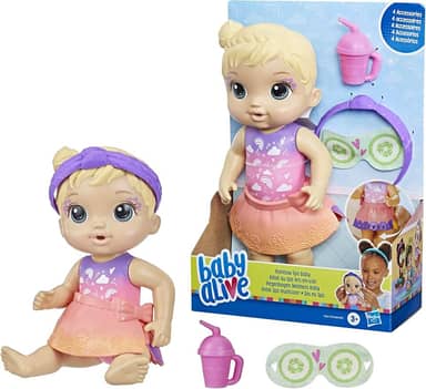 Baby Alive, Boneca, Dia no Spa - Cabelos Loiros, Inclui Máscara e Mamadeira, 22,5 cm - A partir de 3 Anos