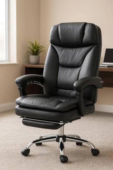 Cadeira de Escritório Presidente Home Office Ajustável Com Apoio Para os Pés Deluxe