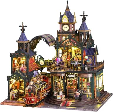 Maquete de Casa Miniatura para Montar 1:24 - Modelo Criativo de Cidade, Capa Protetora e Caixa de Música, Presente Ideal para Natal e Aniversário