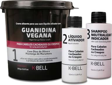 Kit Alisante K-Bell Guanidina Vegano - Alinhamento Capilar Seguro Sem Soda - Nutrição e Resistência com Ação Prolongada - 2x200g