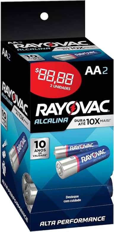 Pilha, Rayovac, Alcalina 208010, Azul, Aa, Pequena, Pacote de 32