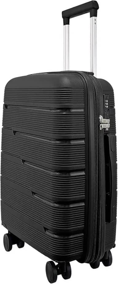 Mala de bordo rígida em Polipropileno com expansor, 4 rodas 360º, cadeado segredo. Para bagagem de 10kgs (Preto P2MB)