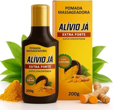 Pomada Massageadora Alívio Já 200 g – Ação Anti-inflamatória e Relaxante para Pernas Cansadas, Dores Musculares e Articulares com Arnica, Cúrcuma, Copaíba e Mentol