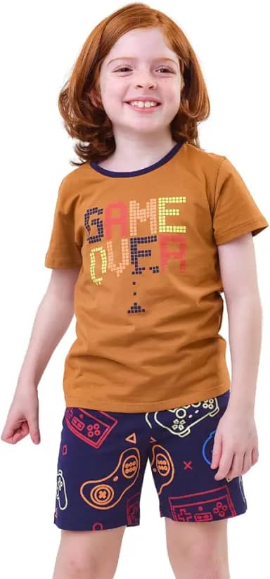 Conjunto Pijama Infantil Menino ou Menina Camiseta, Regata 100% Algodão Leve Fresquinho Verão Macio