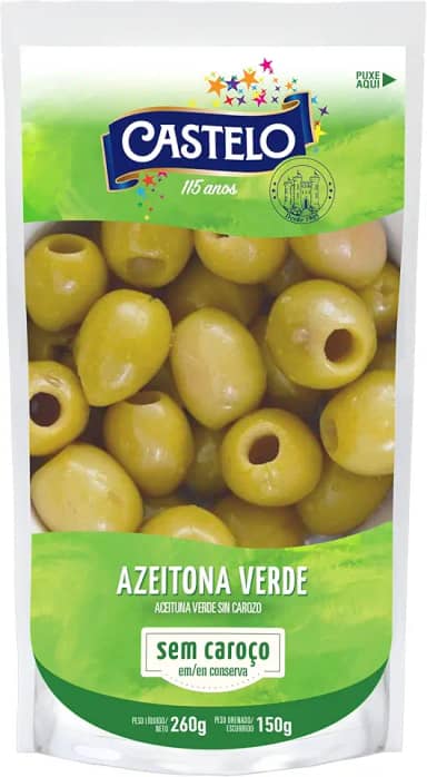 Azeitona Verde Sem Caroço Stand Up Pouch Castelo, 150g