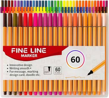 Kit Canetas Fineliner Coloridas Ponta Fina 0.4mm Secagem Rápida Desenho Escrita Ergonômica Premium (60)