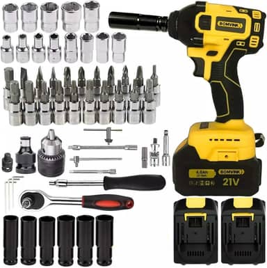 Kit Parafusadeira Furadeira e Chave De Impacto + Jogo Soquete com 46pç Kit completo de ferramentas